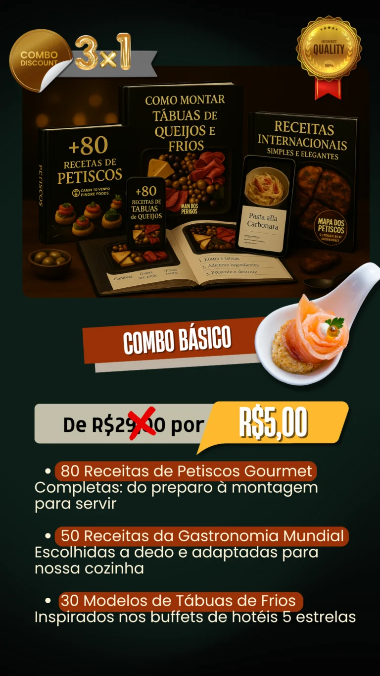 Oferta do combo básico do Mapa dos Petiscos com receitas essenciais para iniciantes