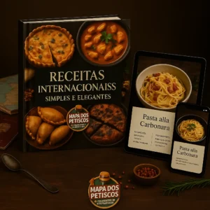 E-book com 50 receitas autênticas inspiradas nos 5 continentes adaptadas para cozinha brasileira
